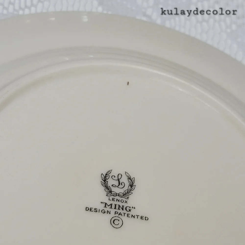 Lenox Ming Birds Salad Plates Set of 4 Vintage Floral Bird Gold Trim Black Stamp
